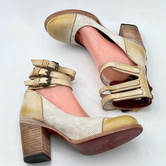 FREEBIRD Bonnie Shoes Size 10 Distressed Yellow Snake Print Leather (F14) - Picture 10 of 15